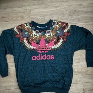 Adidas Blue and Pink Geometric Shirt - Farm Rio Collaboration